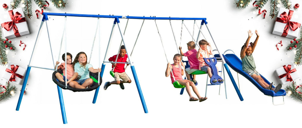 XDP Recreation All Star Playground Metal Swing Set for up to 7 Children