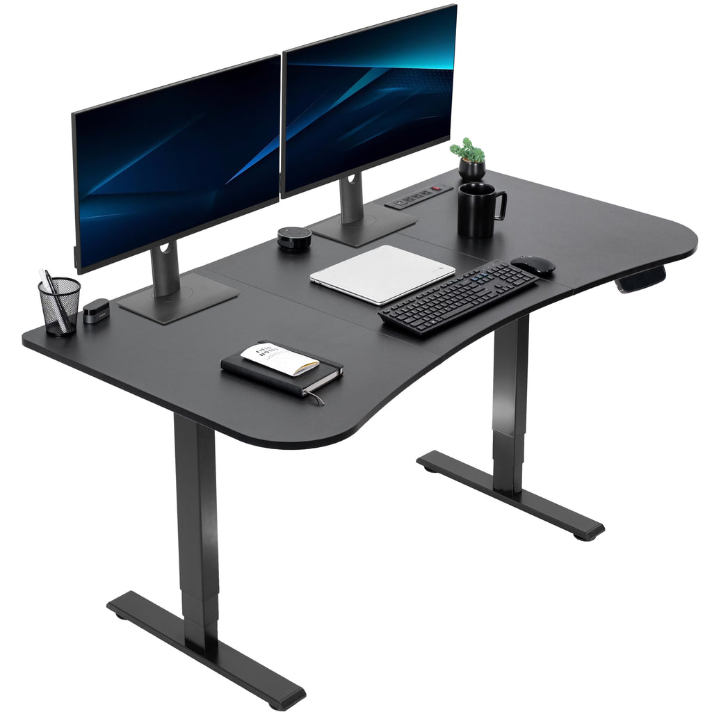 VIVO Reclaimed Wood / Black 63�?x 32�?Electric Height Adjustable Stand Up Desk