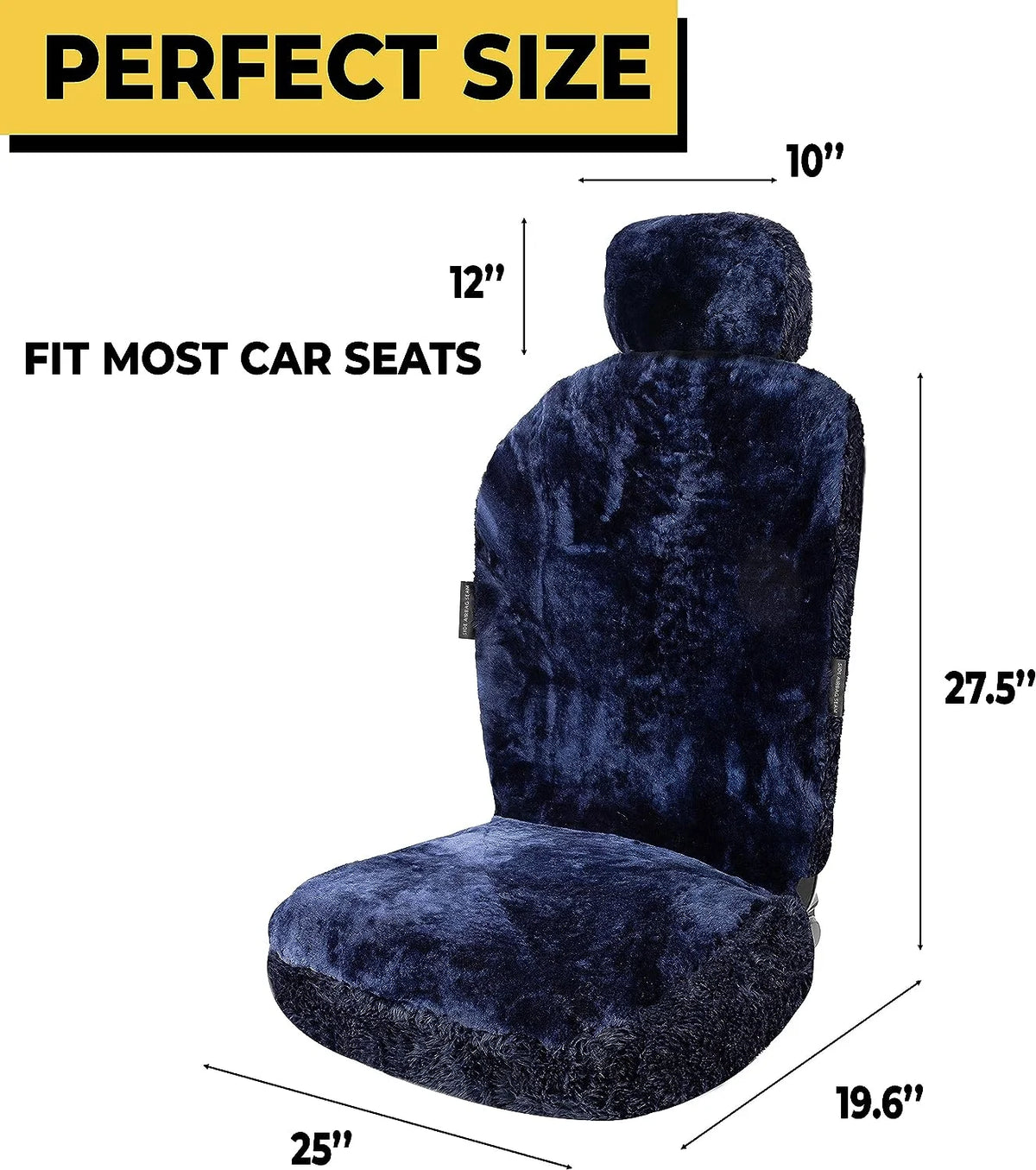 Zone Tech Genuine Sheepskin Ivory Car Seat Cover, Fluffy Luxury Wool Front Seat Covers, Universal Fits Car, Truck, SUV, & Van