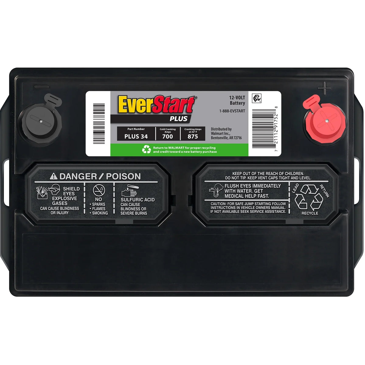 EverStart Plus Lead Acid Automotive Battery, Group Size 34 12 Volt, 700 CCA 120RC