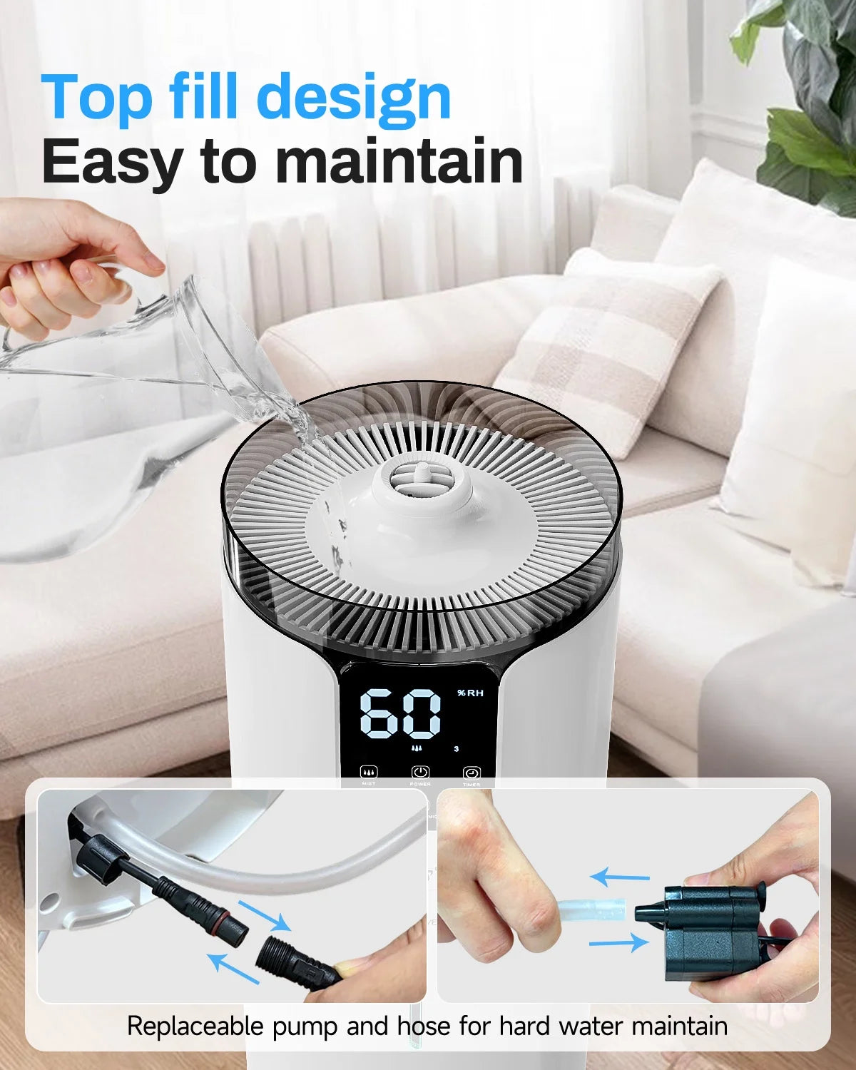 Lacidoll 4.2 Gal Humidifier for Large Room Bedroom, Top Fill, Essential Oil Tray, Touch and Remote Control