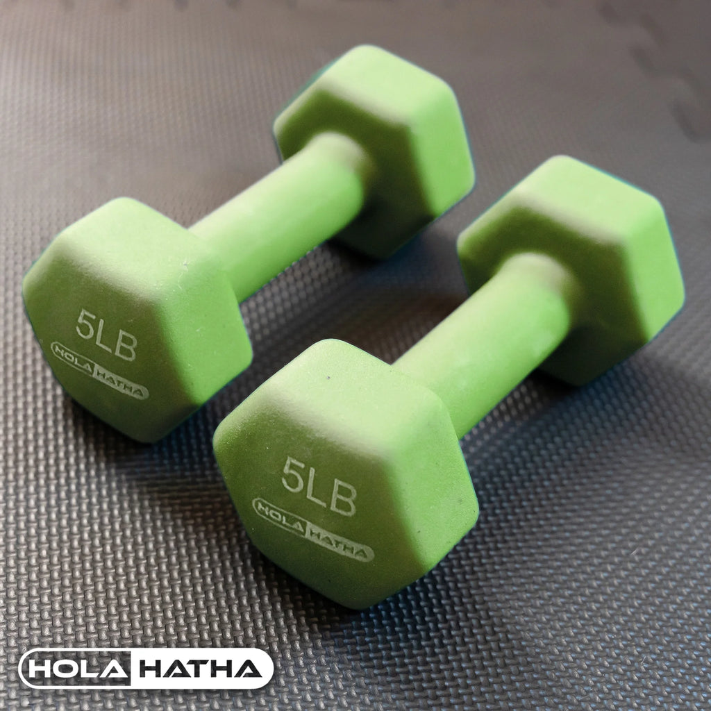 HolaHatha Neoprene Dumbbell Weight Set with Rack (Black), 112.5 lb