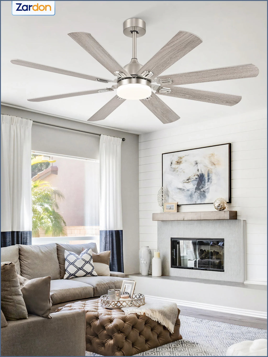 Zardon 62" Black Modern Ceiling Fan with Light and Remote Control, Reversible Quiet DC Motor, Bright LED Light, 6-Speed, Timer for Bedroom, Living Room