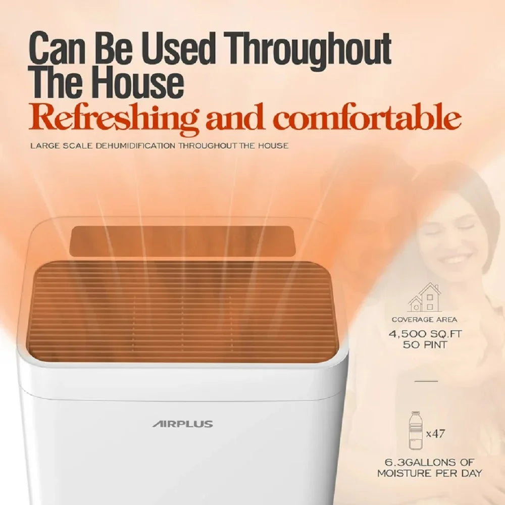 AIRPLUS Dehumidifier 18.73 Pint Dehumidifier with Drain Hose, Dehumidifiers for Basements, AP2008, White