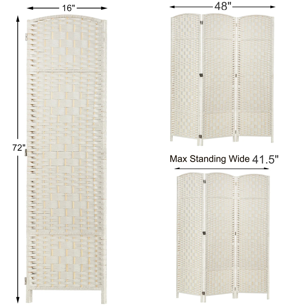 3-Panel Room Divider, 6 ft Office Partition Walls Wood Divider Folding Portable Privacy Screen, Room Dividers and Folding Privacy Screens for Home, Room Separator Wall Dividers,Black