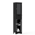 Costway Tall Bathroom Cabinet with Adjustable Shelves Deep Drawer for Living Room Black