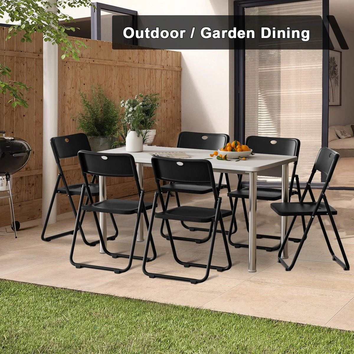Anvazise Folding Chair 6Pcs/Set Folding Chairs, Staff Backpack Computer Chair, Basics Foldable Plastic Chair, Outdoor Portable Activity Chair, Black (Black)