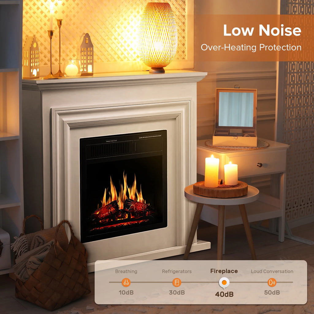 Electactic Electric Fireplace, Free Standing Fireplace, with Remote Control, Adjustable LED Flame, 750W/1500W -��White��