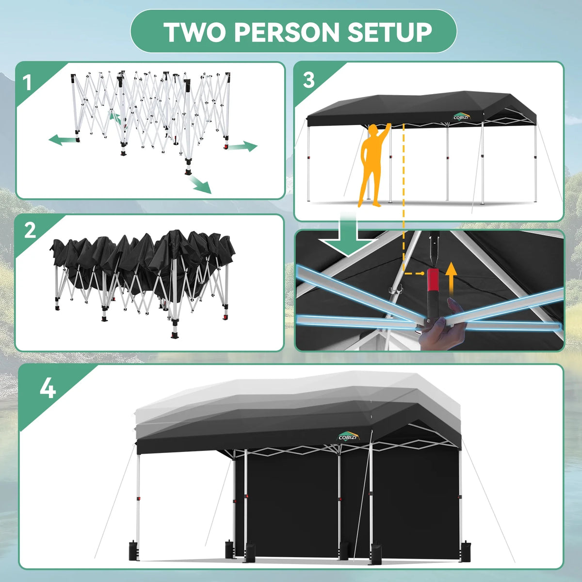 Hoteel Carport Canopy 10x20 Pop Up Shelter with Instant 1-Button Push Center Lock, UV Resistant All-Weather Cover with 2 Sidewalls, Heavy Duty Waterproof Canopy Tent for Cars, Trucks, Boats, White