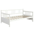Gymax Twin Size Wooden Slats Daybed Frame Support Platform W/Rails White