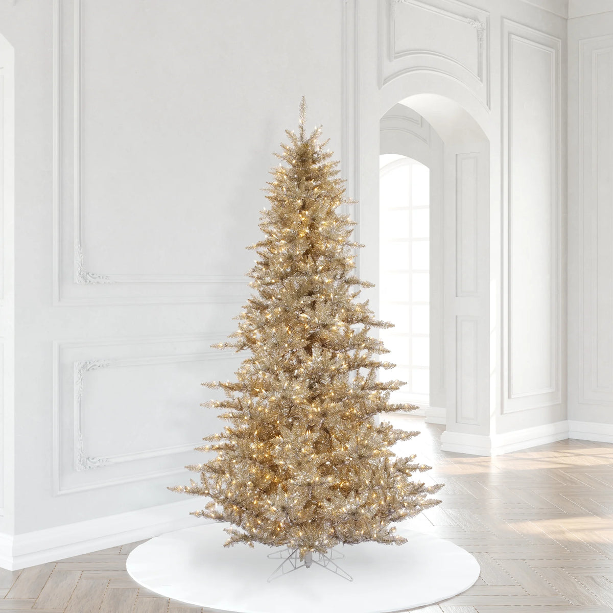 Vickerman 4.5' Champagne Fir Artificial Christmas Tree, Warm White Dura-lit LED Lights