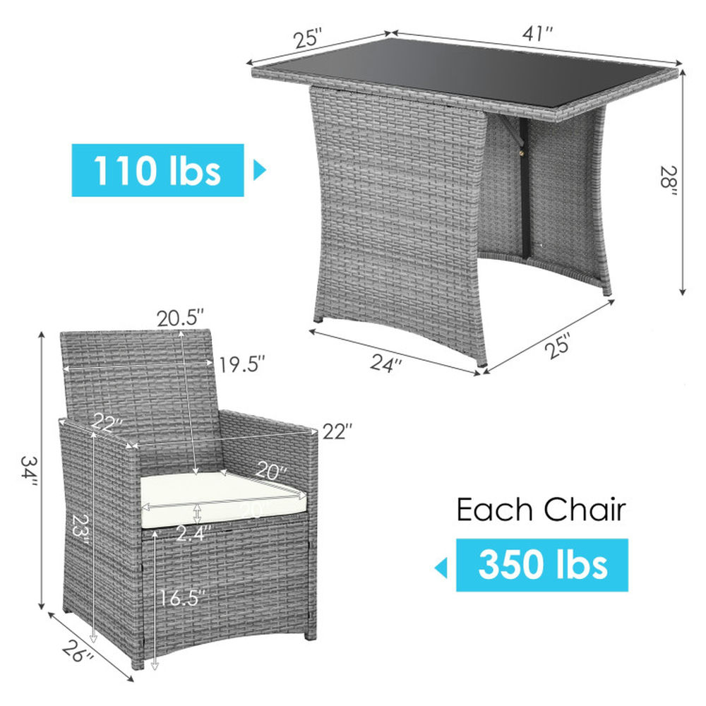GVN Backyard Furniture Sets,Outdoor Furniture Sets,3 Pieces Patio Rattan Furniture Set with Cushioned Armrest Sofa-White