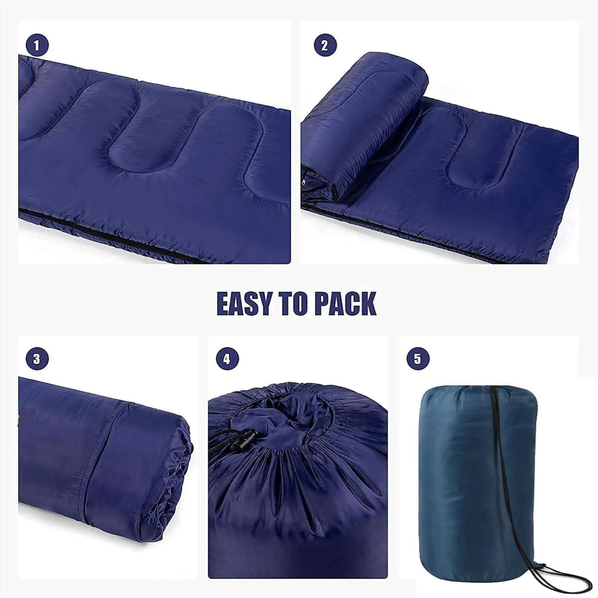 10 Pack Bulk Wholesale of Cold Weather Envelope Sleeping Bags for Adults, Kids, Homeless, Camping, Indoors, Outdoors - 10 Count Sleeping Bags in Black, Navy Blue, Forest Green, Red - 71"L x 30"W