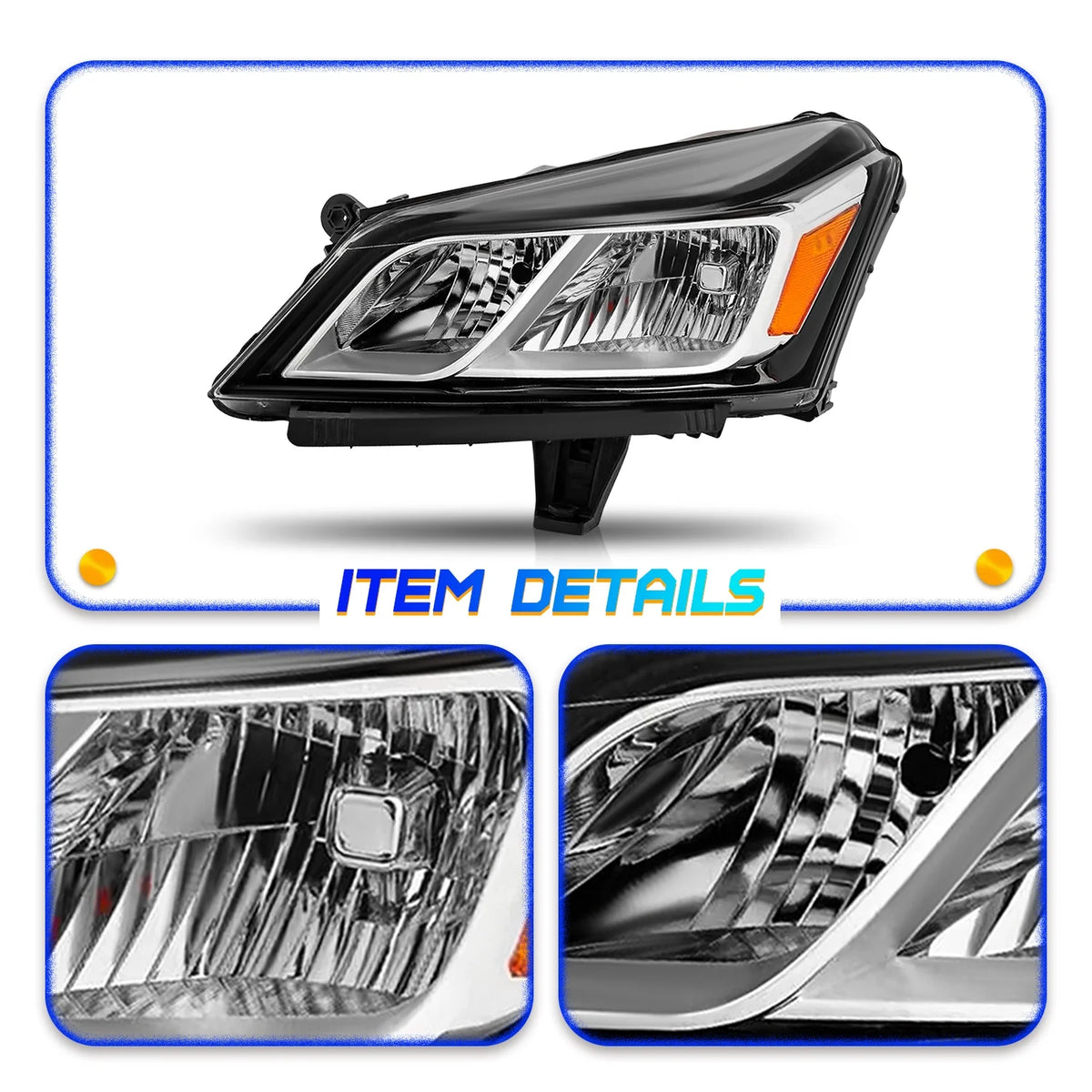 Headlights For 2013-2017 Chevy Traverse Chrome Factory Style Headlamps LH+RH Set