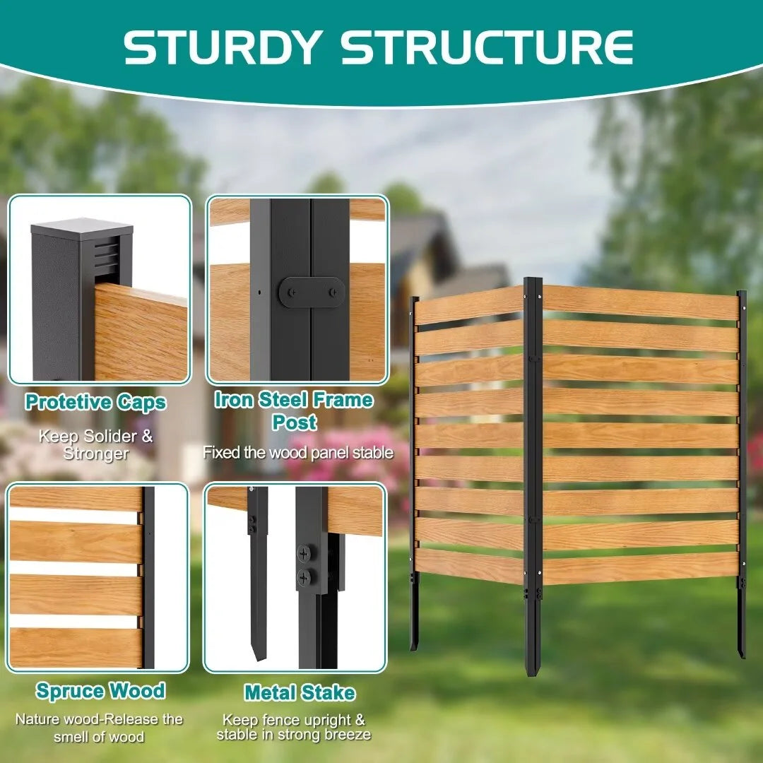 "NAIZEA Air Conditioner Fence, Pool Equipment Enclosure, Trash Can Enclosure, Metal Stake Wood Fence Panel 38"" W x 60"" H"