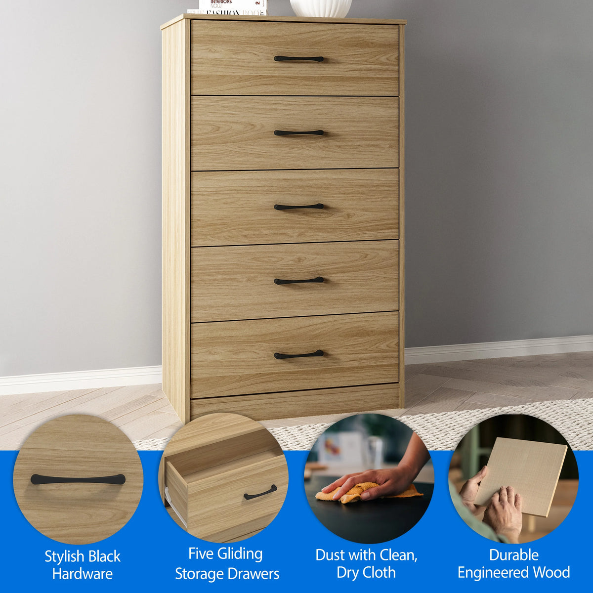 Mainstays Ardent 5 Drawer Dresser, Black
