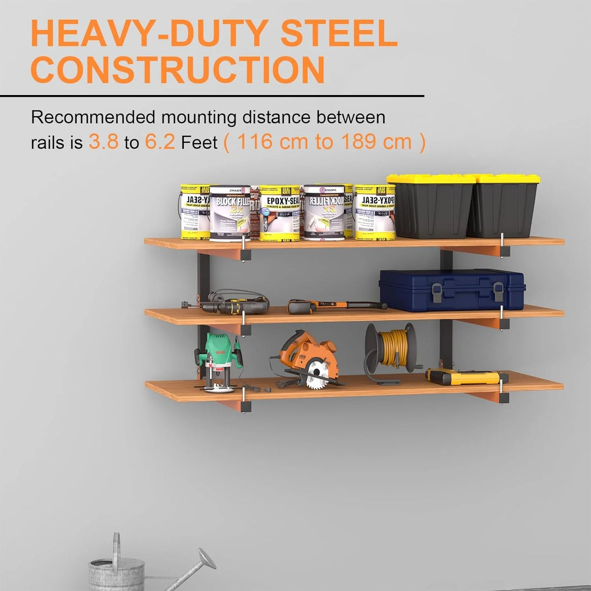 Wall Mount, Lumber Storage Rack, Heavy Duty Wood Storage Racks with 6-Level System, 720 lb Sturdy Garage Wood Organizer, Orange Lumber Metal Racks for Indoor and Outdoor