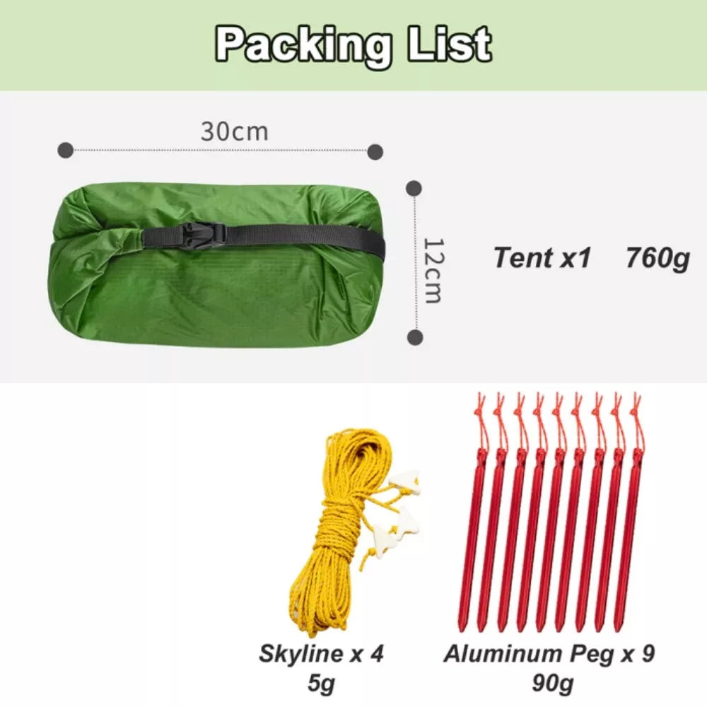 Night Cat 1 Person Trekking Pole Tent for Backpacking Hiker - Ultralight Tent