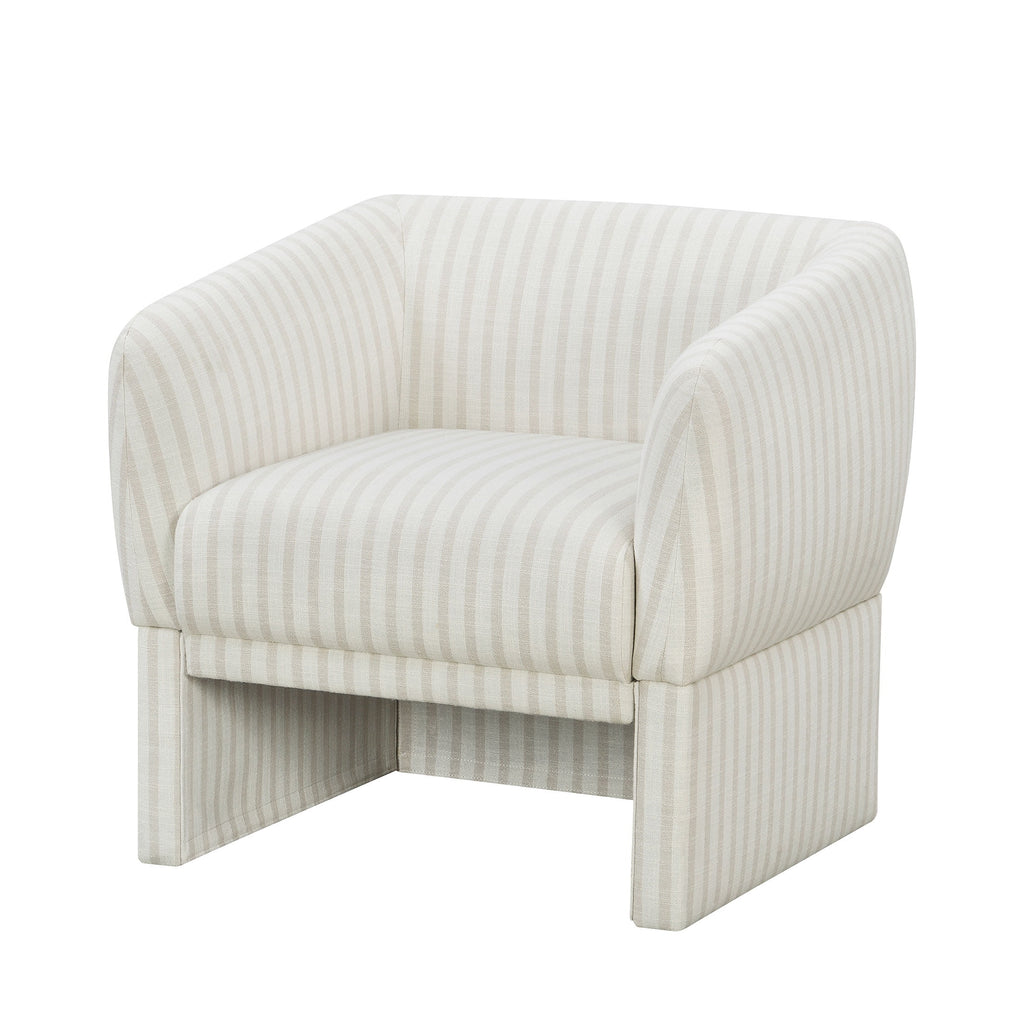 Beautiful Small Space Accent Chair by Drew Barrymore, Beige and White Linen