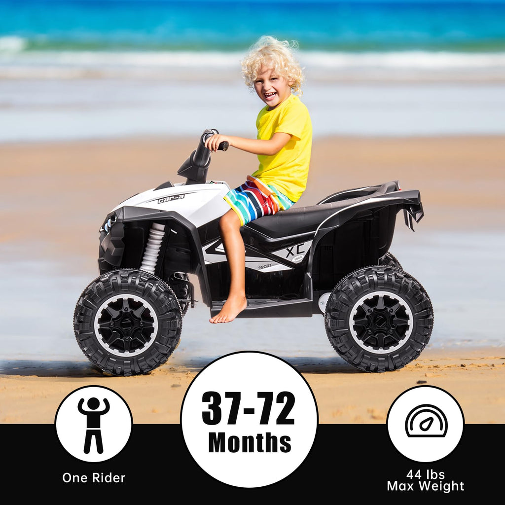 Garvee Kids Ride on ATV with Remote Control, 12V Powered 4 Wheeler Quad Vehicle with LED Headlights