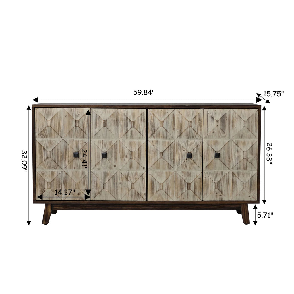 Large 4-Door Storage Cabinet with Adjustable Shelves, Modern Multi-Room Organizer for Living Room, Kitchen, Bedroom, Hallway - Blue
