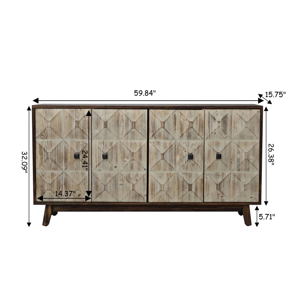 Large 4-Door Storage Cabinet with Adjustable Shelves, Modern Multi-Room Organizer for Living Room, Kitchen, Bedroom, Hallway - Blue