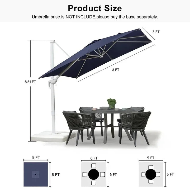 PURPLE LEAF 9 �� 11.5 FT Patio Umbrella White Cantilever Offset Umbrella Rectangle Outdoor Umbrella with 360�� Rotation for Garden Deck Pool, Beige