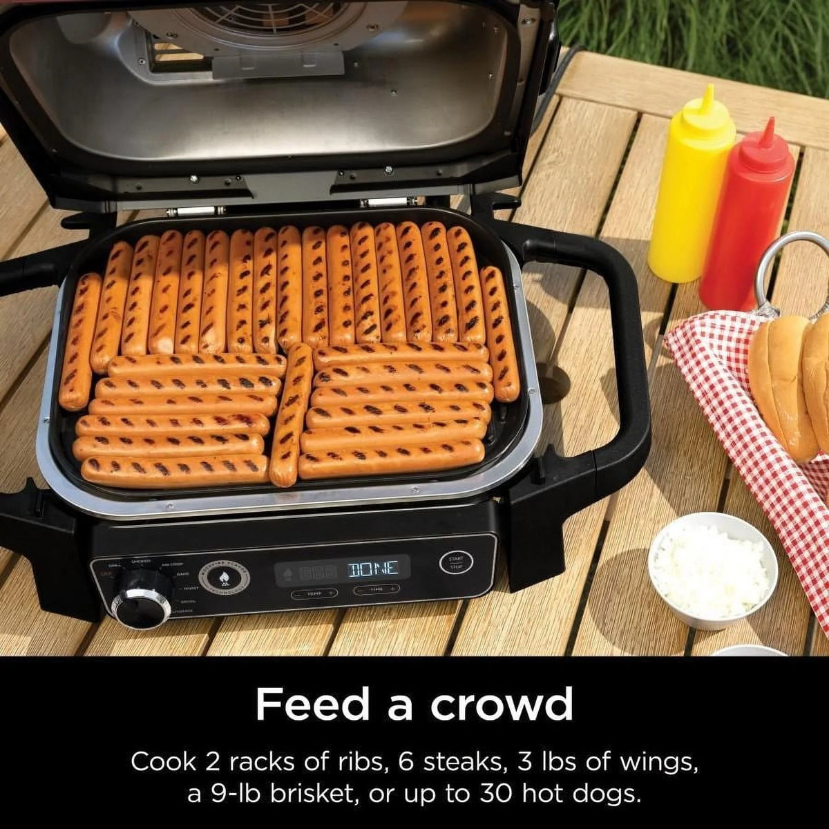 Ninja OG701 Woodfire Outdoor Grill & Smoker 7-in-1 Master Grill BBQ Smoker and Air Fryer with Woodfire Technology
