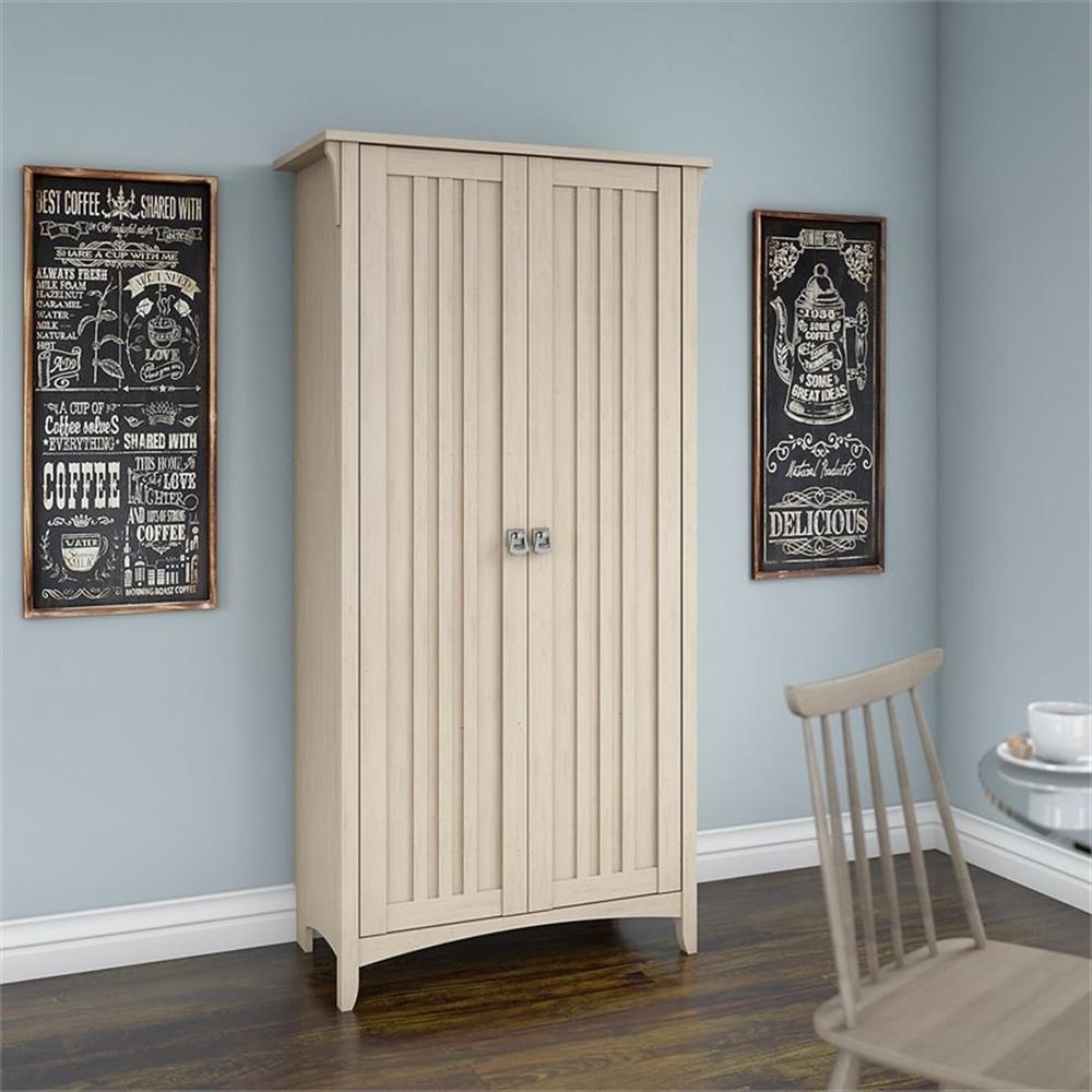 Bowery Hill Farmhouse Engineered Wood Tall Storage Cabinet with Doors in Black