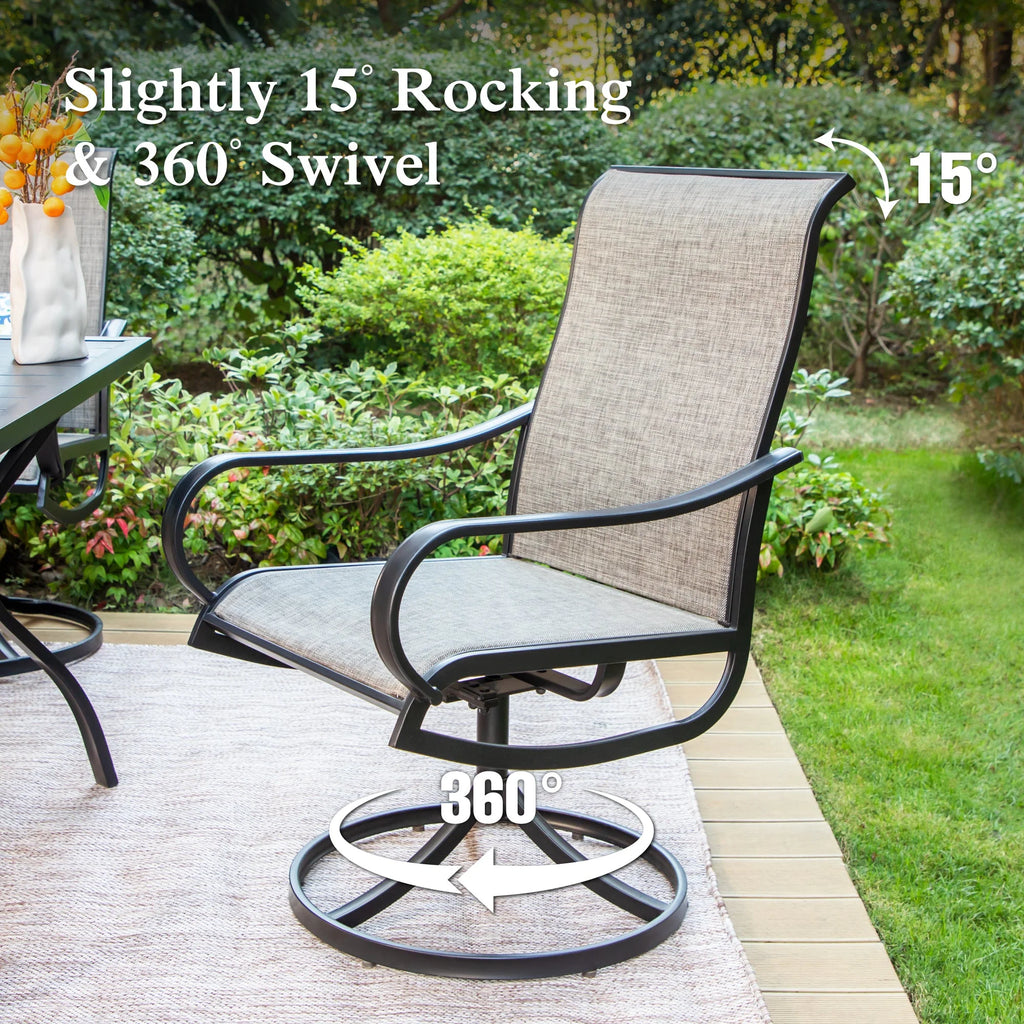 Sophia & William 7 Piece Outdoor Patio Dining Set Highback Textilene Chairs and Metal Table Furniture Set for 6, Blue