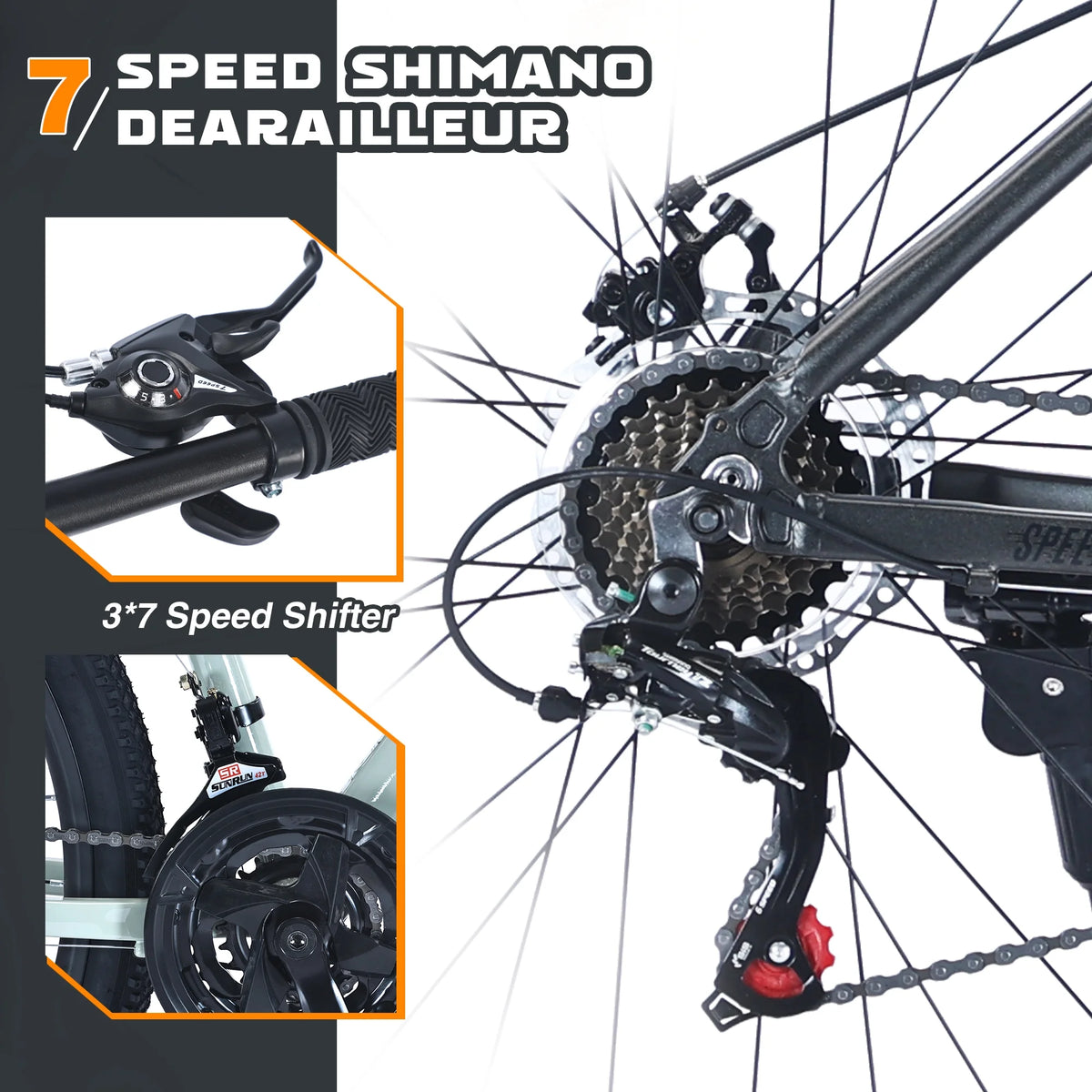 POVANLI  27.5 Inch Mountain Bike Adult Full Shimano 21 Speed Mountain Bike, Dual Disc Brake, Aluminum Frame Disc Brake, Front Suspension, Mountain biking for both men and women, Grey (Gift)