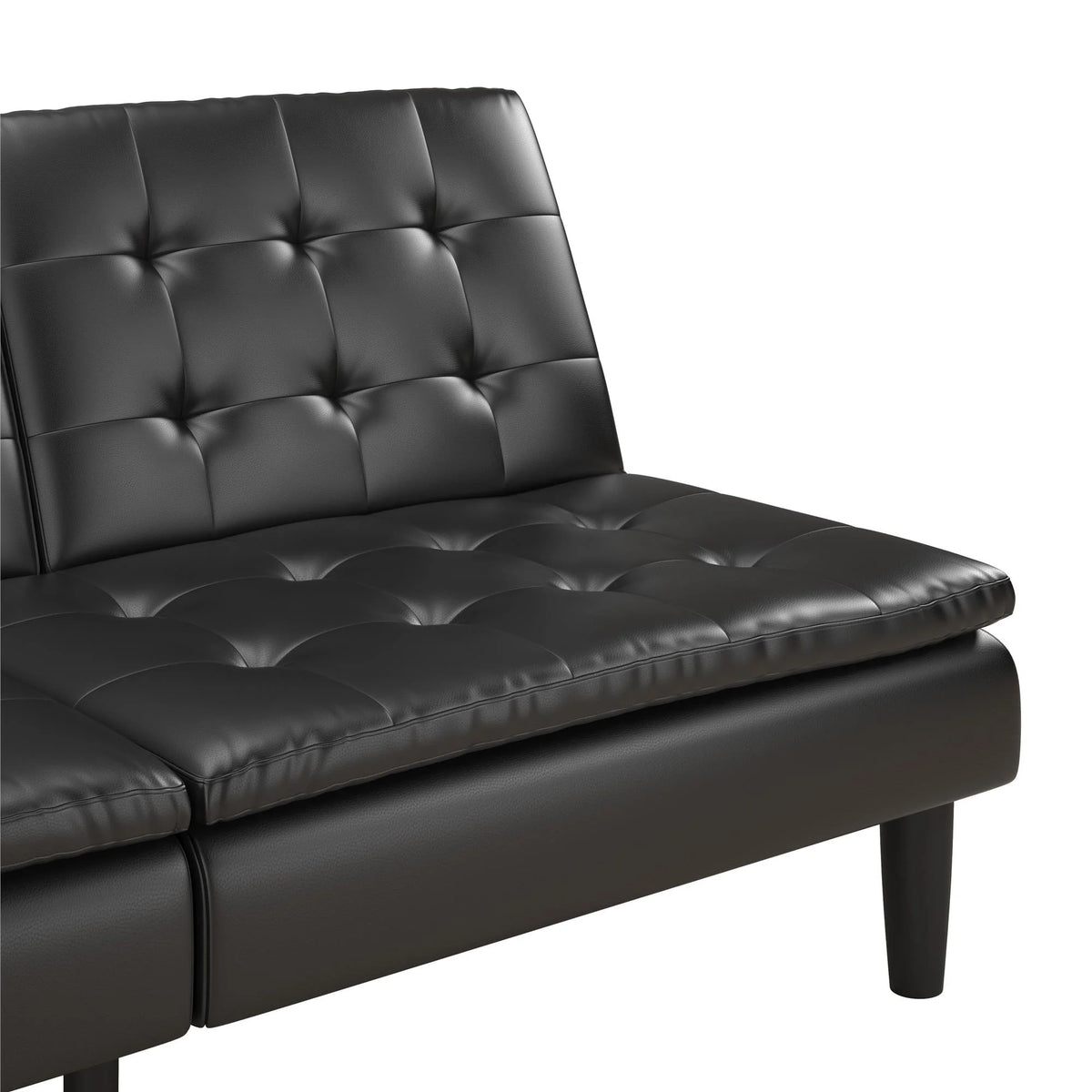 Mainstays Memory Foam 71.5" Futon with Cupholder and USB, Black Faux Leather