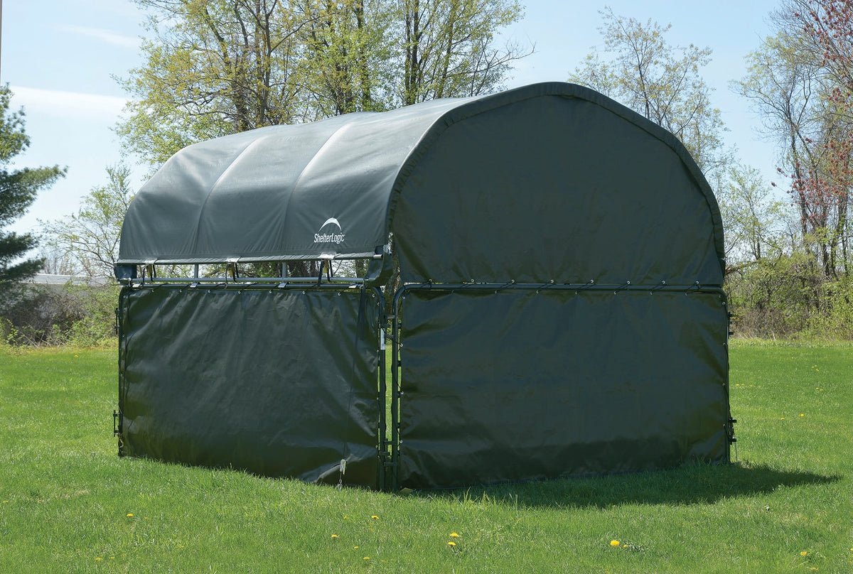 ShelterLogic 12' x 12' Corral Shelter and Livestock Shade Waterproof and UV Treated Universal Cover for Horses, Goats, and Other Livestock (Corral Panels Not Included)