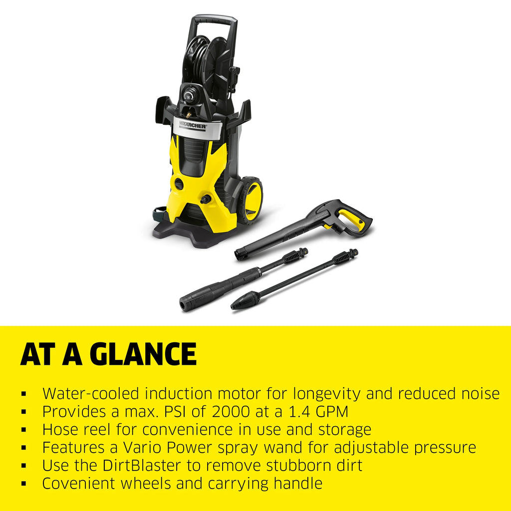 Karcher Pressure Washer, K5 Premium, 1.45 GPM, Hose Reel, 32 ft. Hose - 2000 PSI