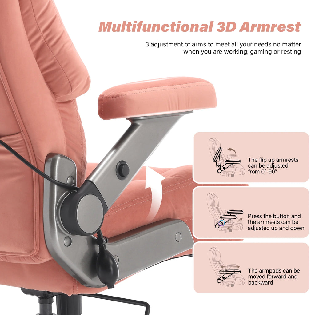 Big and Tall 700lbs Office Chair, Ultra-Soft Fabric Executive Desk Chair, Ergonomic Computer Chair with 3D Flip Up Arms, Adjustable Lumbar Support, Heavy Duty Metal Base and Quiet Rubber Wheel, Black