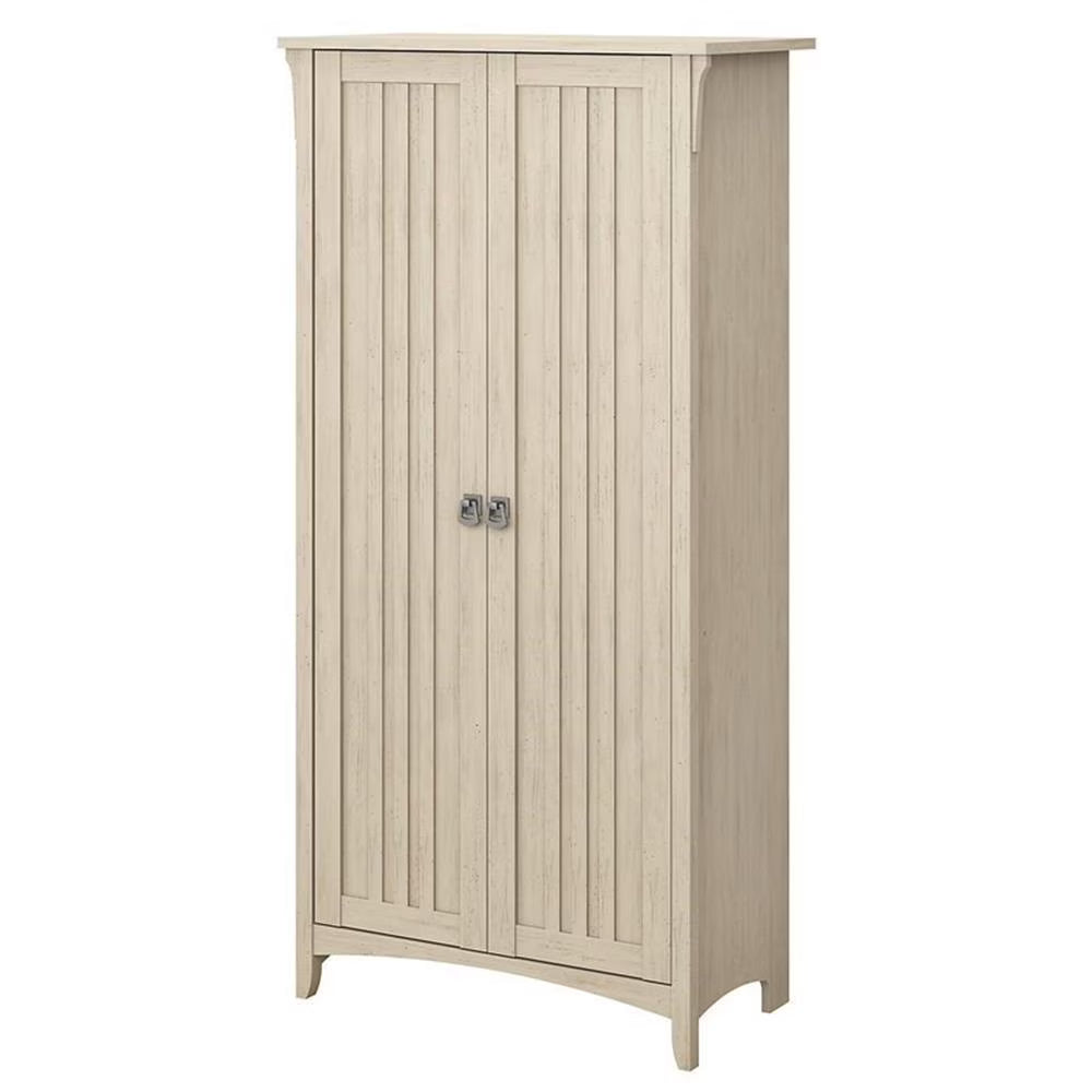 Bowery Hill Farmhouse Engineered Wood Tall Storage Cabinet with Doors in Black