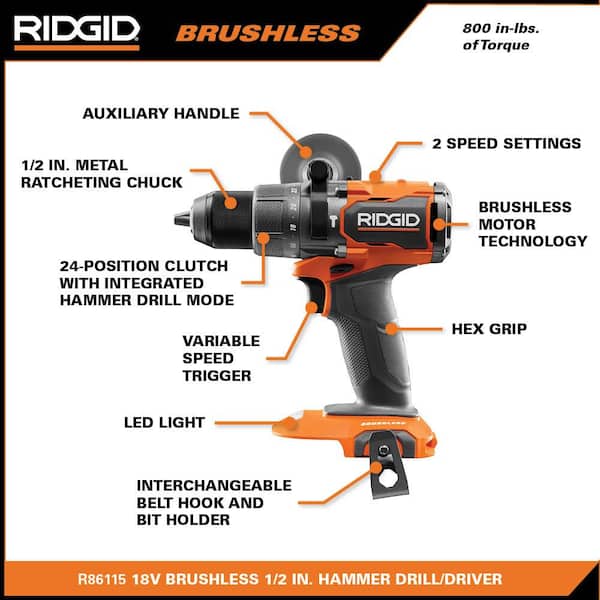 18V Brushless Cordless 2-Tool Combo Kit w/ Hammer Drill, Impact Driver, Batteries, Charger, Bag & FREE Recip Saw