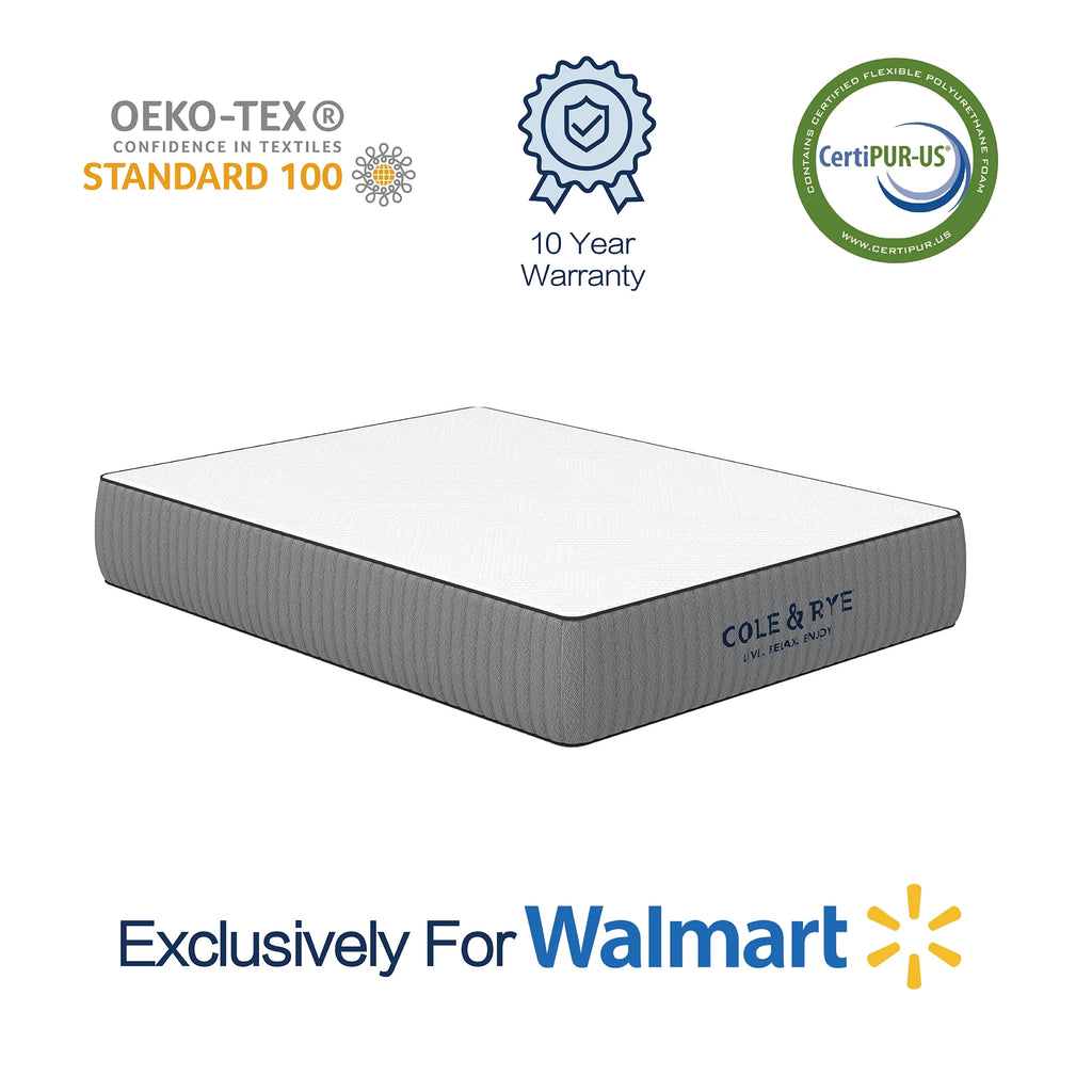 Cole & Rye ArticSky 12" Premium Hyper Cooling Gel Memory Foam Hybrid Mattress with Bonus Pillows, Queen