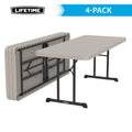 Lifetime 6 ft. Rectangle Folding Table, Indoor/Outdoor Professional Grade, Putty Set of 4 (480126)