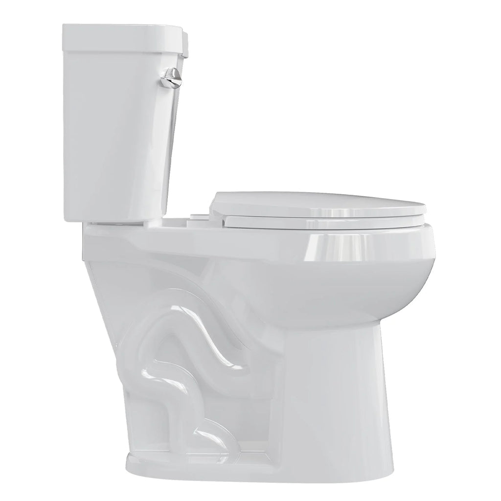 TROPOW Toilet, Two-Piece Toilet, ADA Toilet with Dual Flush, Elongated Toilets for Bathrooms with Soft Close Seat, Universal Height,White