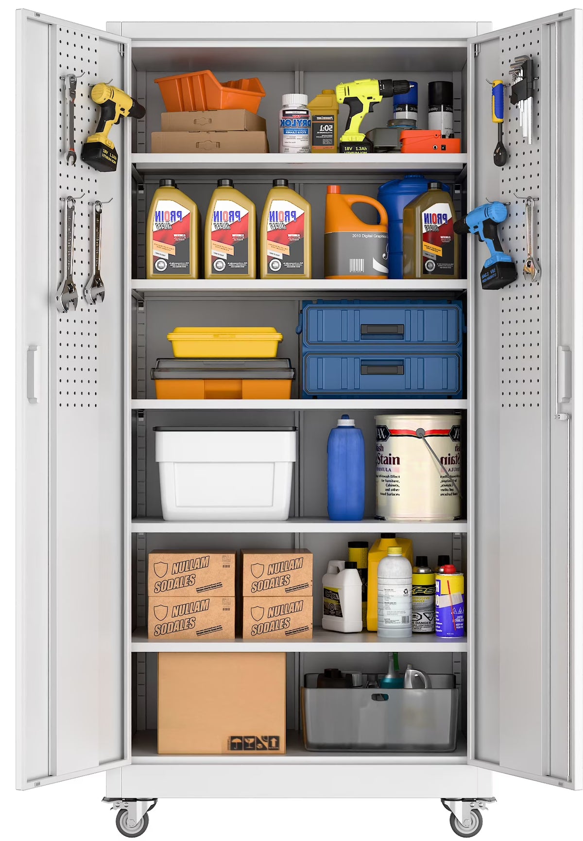 Supeer Locking Storage Cabinet with 5 Adjustable Shelves, Steel, Black, 71" H, Assemble Required