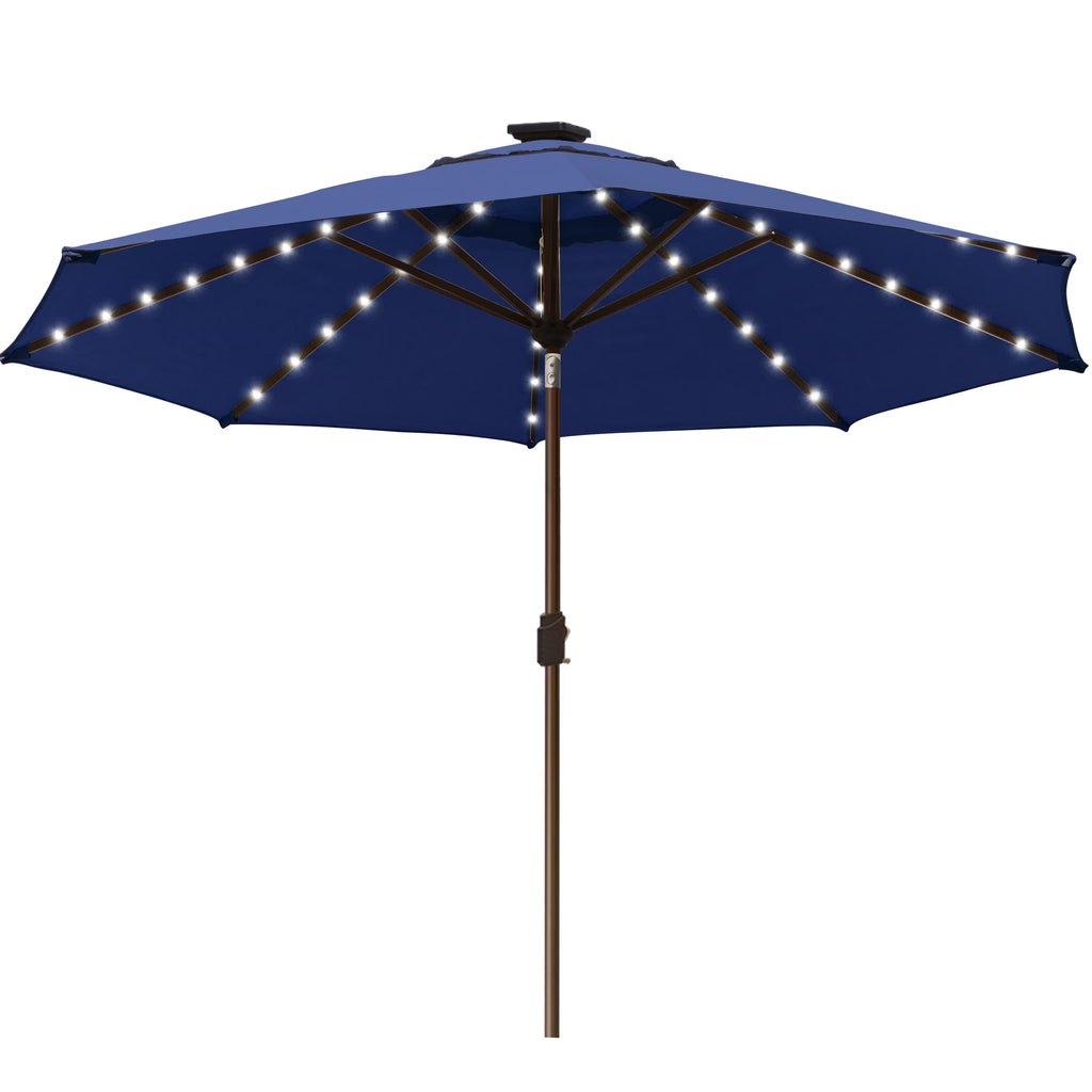EliteShade Sunbrella Solar Umbrellas 9ft Market Umbrella with 80 LED Lights Patio Umbrellas Outdoor Table Umbrella with Ventilation and 5 Years Non-Fading Top,Ruby