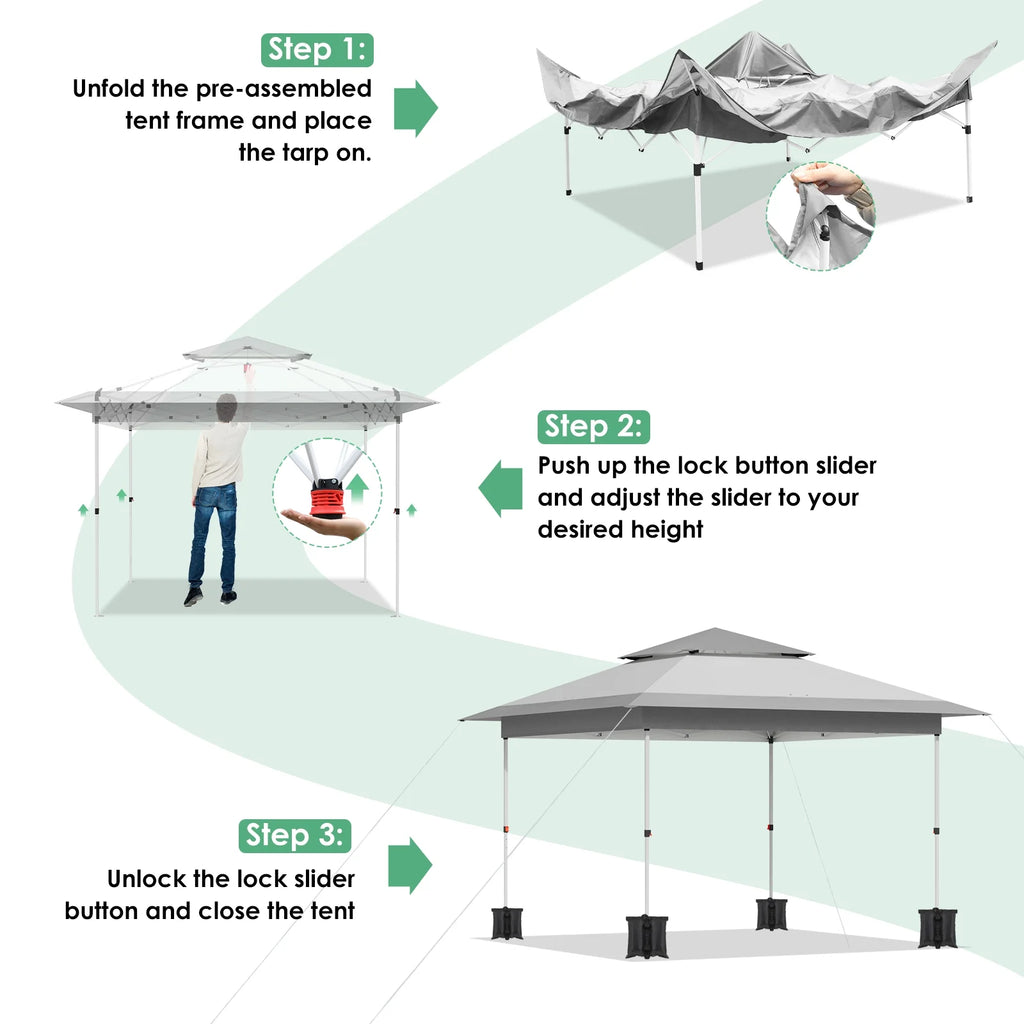 Pirecart 12' x 12' Pop-up Canopy Tent Waterproof Outdoor Gazebo Shelter with Wheeled Bag, Instand Canopy , White