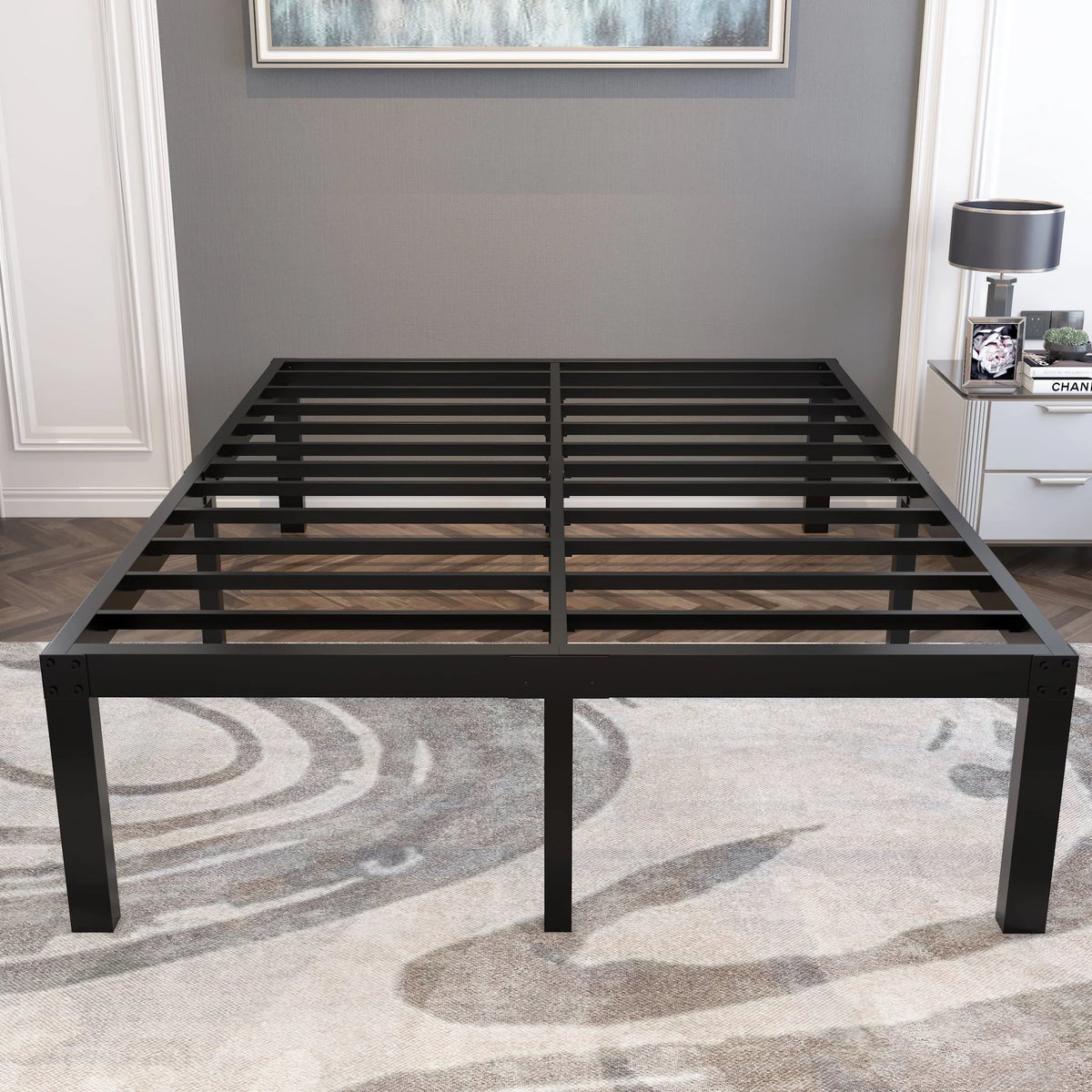 yookare 18" 4000lbs Heavy Duty Platform Metal Bed Frame, Queen