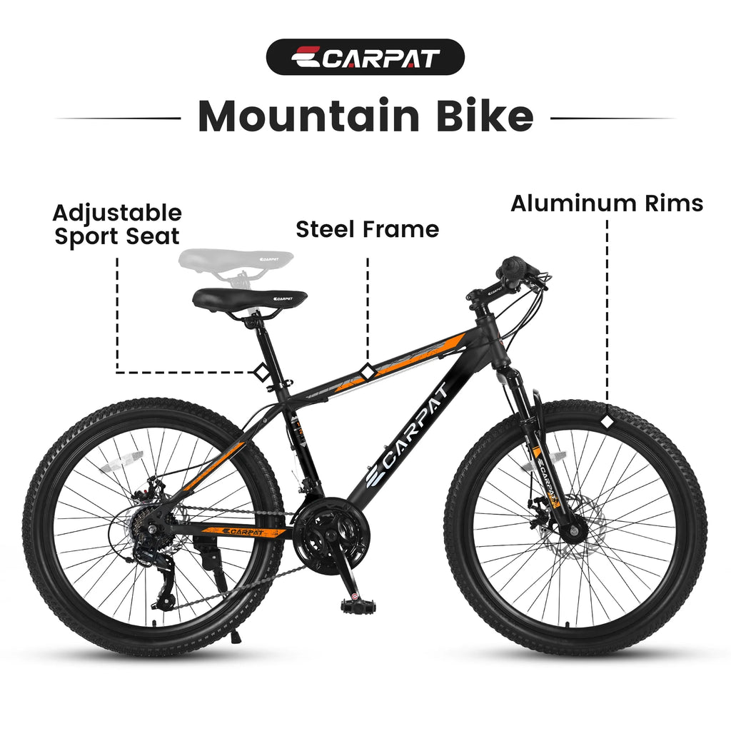 Ambifirner 26" Mountain Bike for Adults & Teens - Shimano 21-Speed Gears, All-Terrain Mechanical Disc Brakes, High-Carbon Steel Suspension Frame MTB Bicycle, 85% Pre-Assembled, Blue