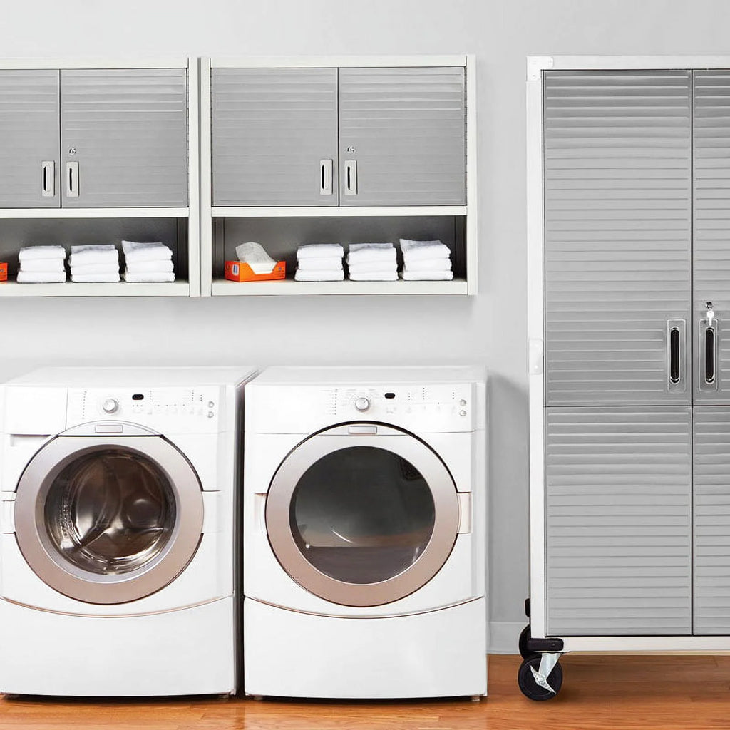 Seville Classics UltraHD Lockable Wall Cabinets with Open Shelf 36" W x 12" D x 30" H, Granite Gray