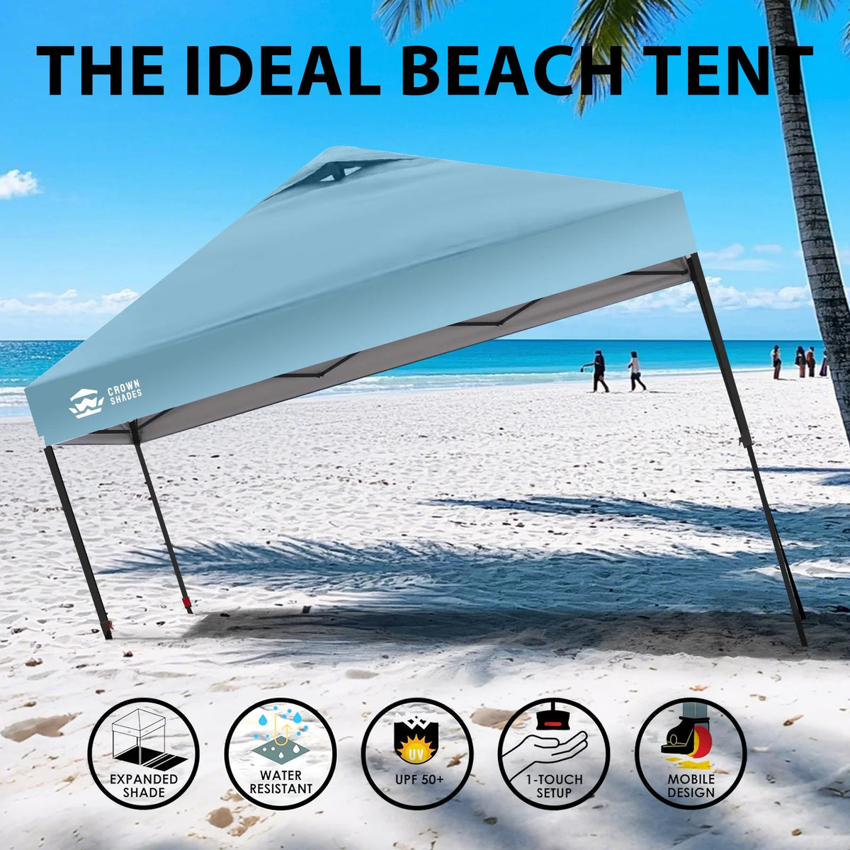 CROWN SHADES 8x8 Pop Up Canopy with One Push Setup Easy Outdoor Sun Shade for Events Parties Camping Forest Green
