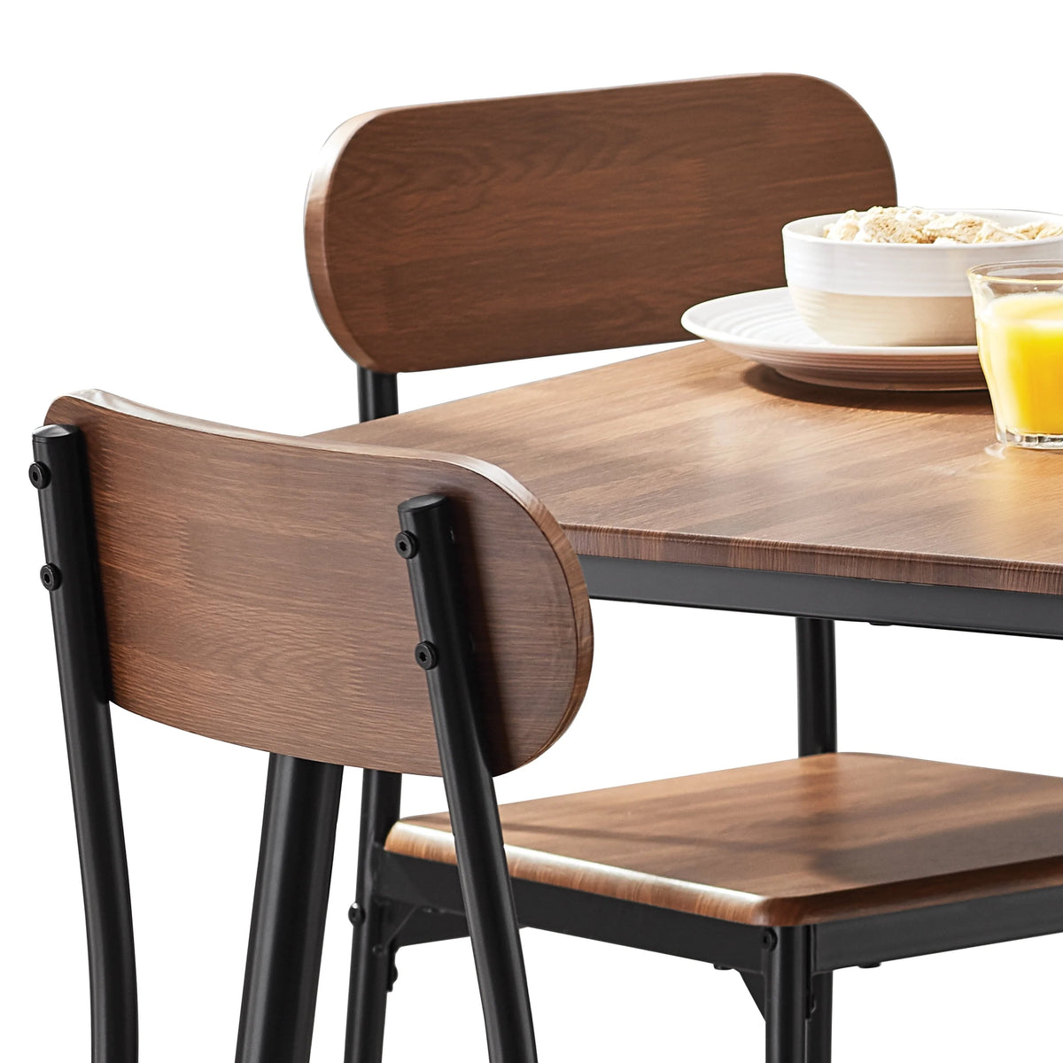 Mainstays 5-Piece Modern Wood & Metal Dining Room Set, Seats 4 for Indoor, Walnut Color