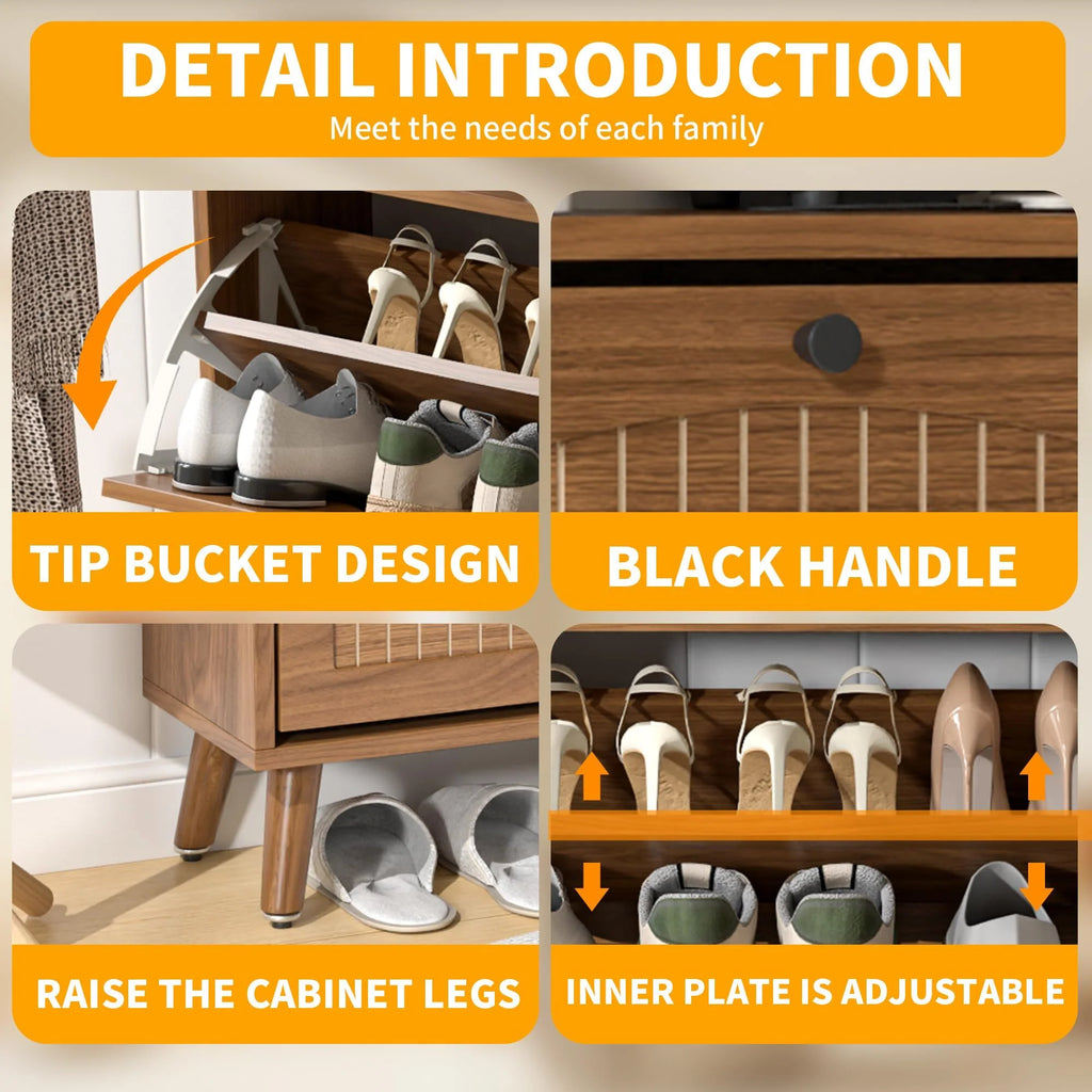 Shoe Storage Cabinet with 2 Flip Drawers, Modern Shoe Cabinet Storage for Entryway, Entryway Shoe Storage