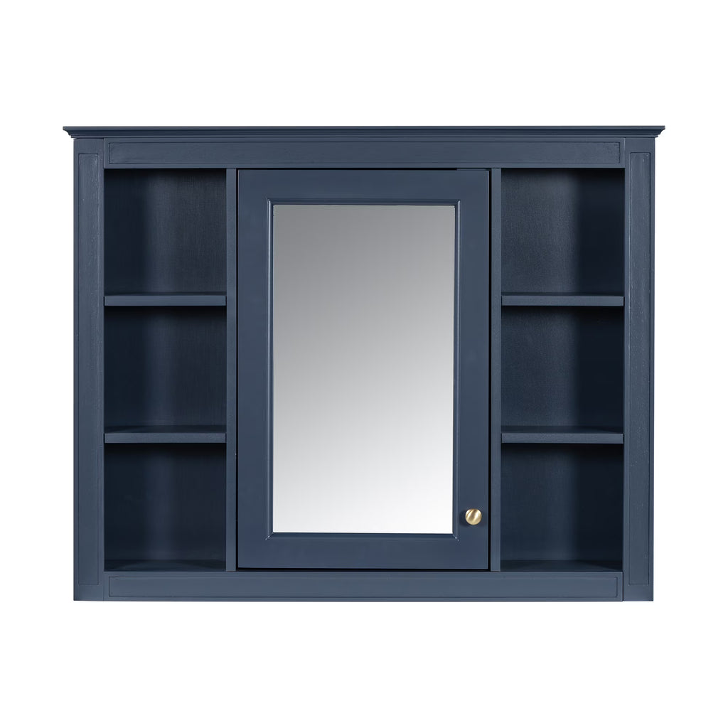 Furvclv Bathroom Wall Mirror Cabinet Modern Wall Mounted Cabinet Storage Organizer With Single Mirror Door 6 Open Shelves